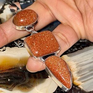 Glittering Golden Sandstone Pendant 3”